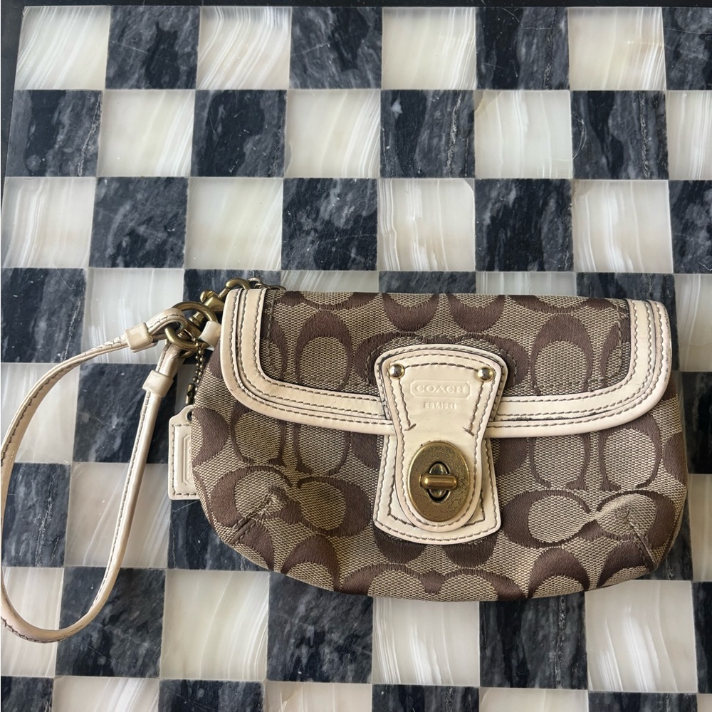 Coach Brown and Cream Wristlet